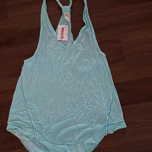 Free People We The Free Sleeveless Hi Low Distressed Blue Tank Top Size XS